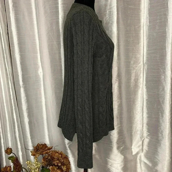 Hippie Rose Women’s Large Acrylic Long Sleeve Dark Gray Cable Knit Sweater - Picture 3 of 9